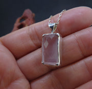 Faceted Rose Quartz Sterling Silver Pendant