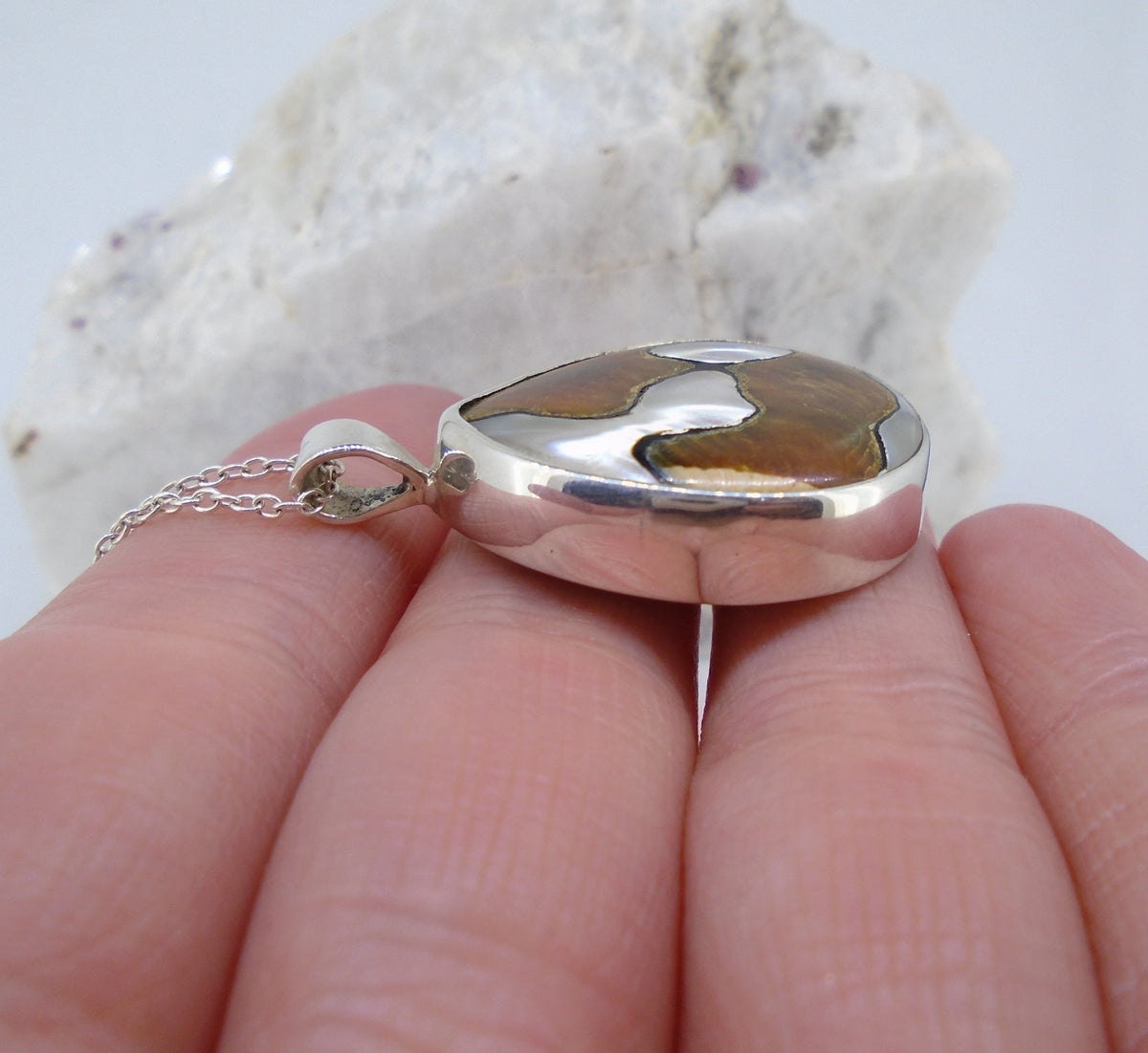 Turbo Shell Sterling Silver Pendant