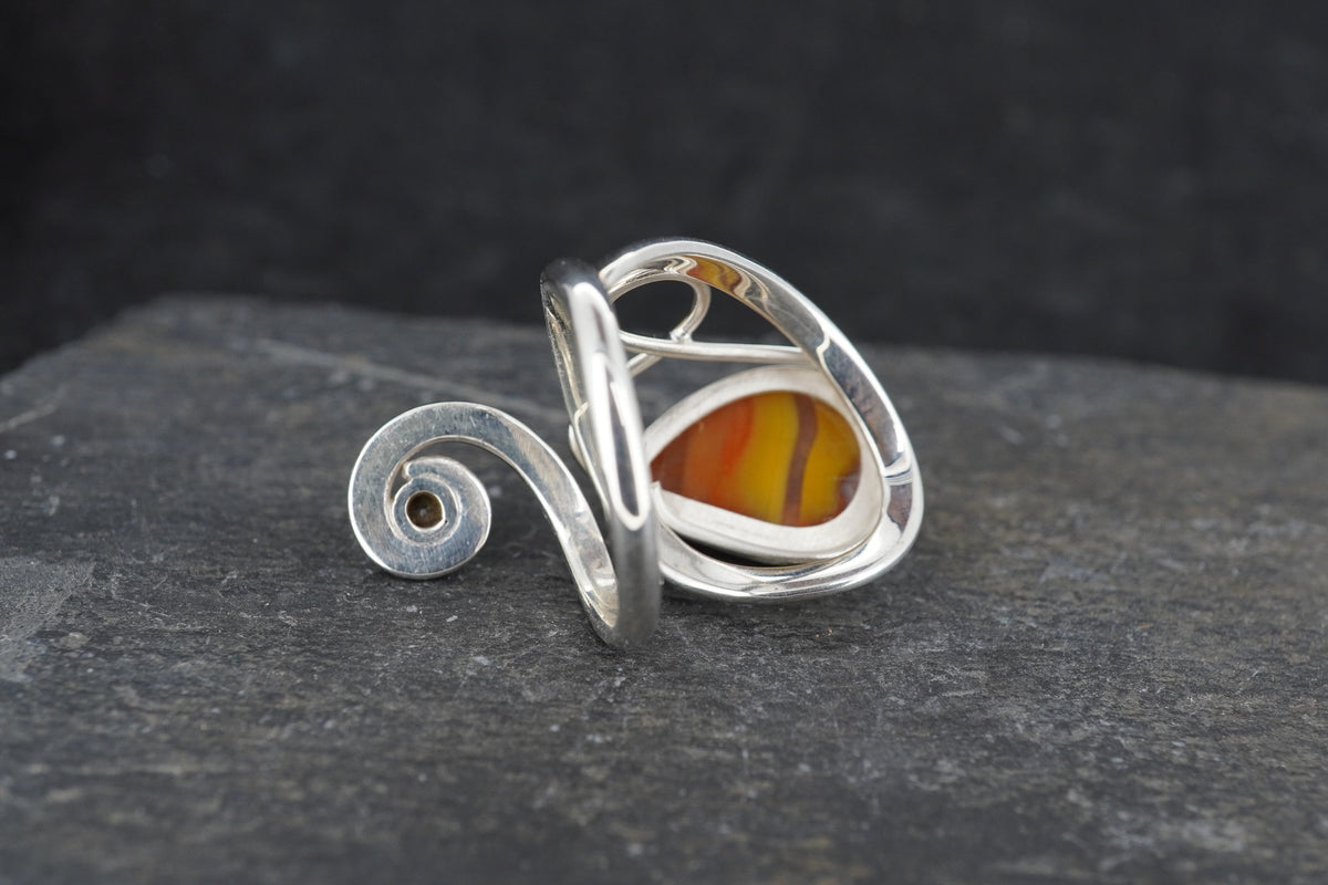 Burn Anne Agate & Sapphire Sterling Silver Ring