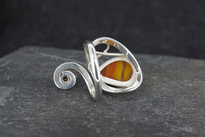 Burn Anne Agate & Sapphire Sterling Silver Ring