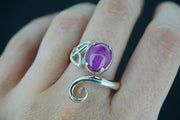 Pink Ruby Sterling Silver Celtic Ring