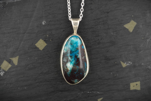 Chrysocolla & Cuprite Sterling Silver Pendant