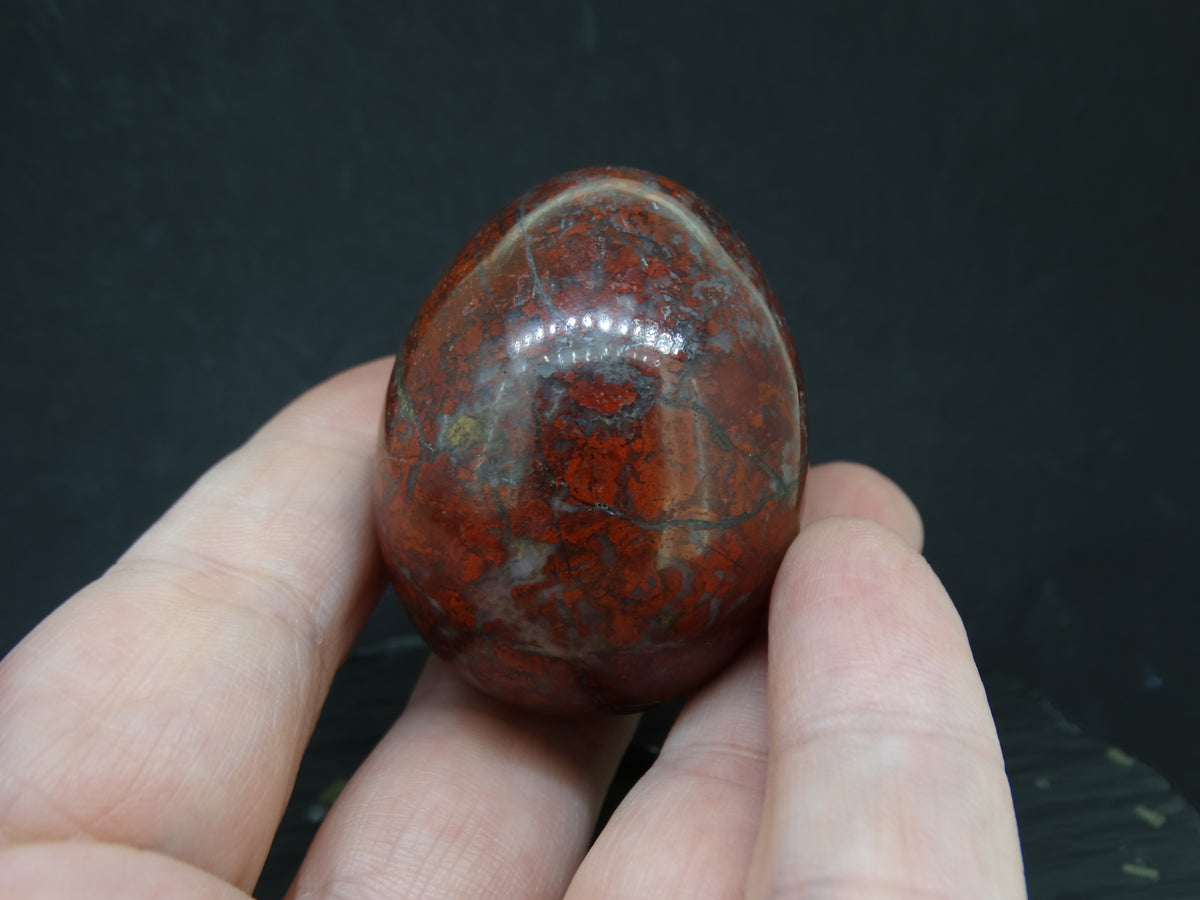 Scottish Red Jasper Ornamental Egg with Hematite