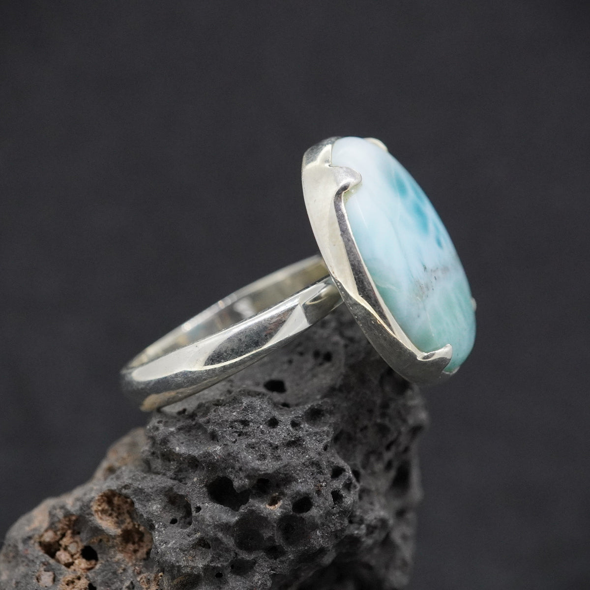 Larimar Adjustable Sterling Silver Ring