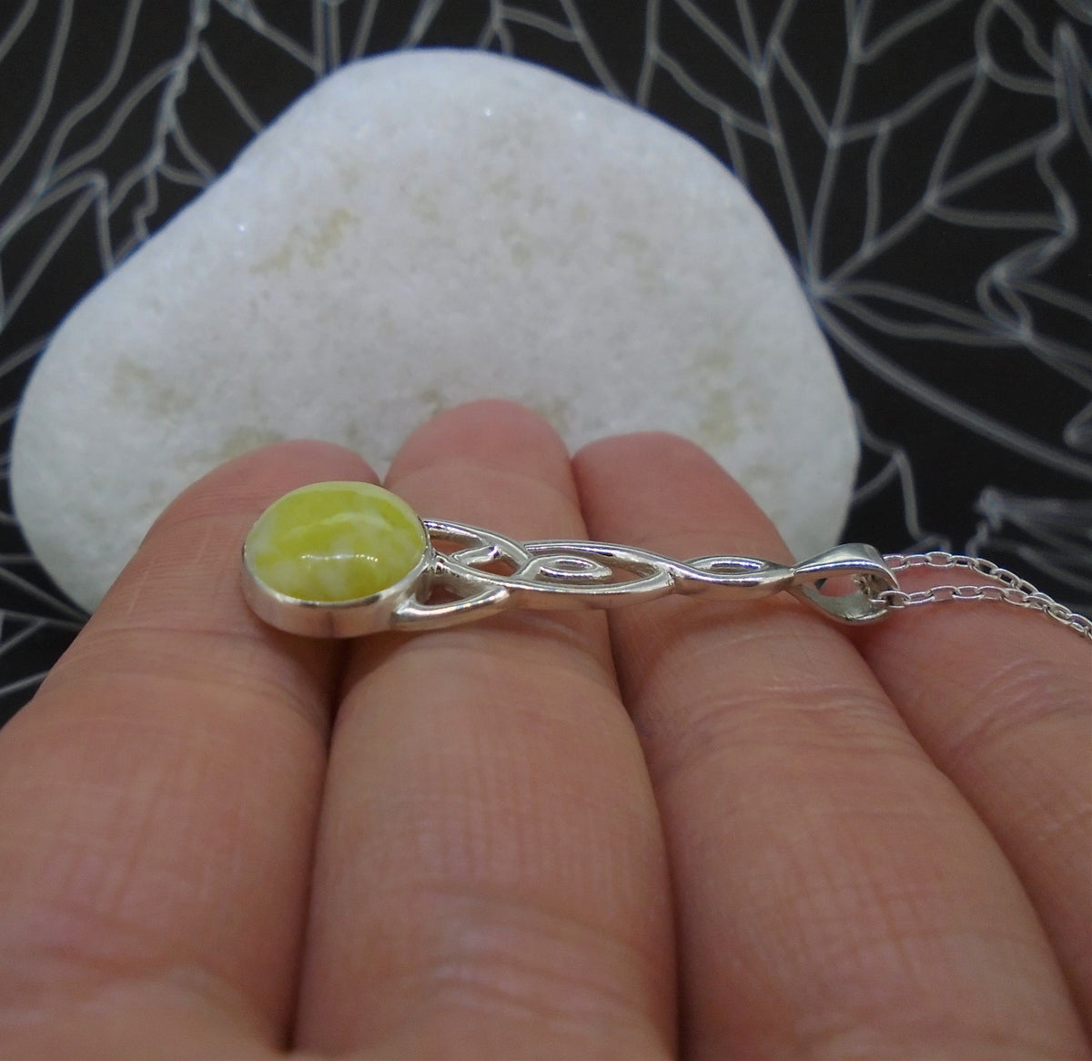 Large Highland Marble Celtic Sterling Silver Pendant