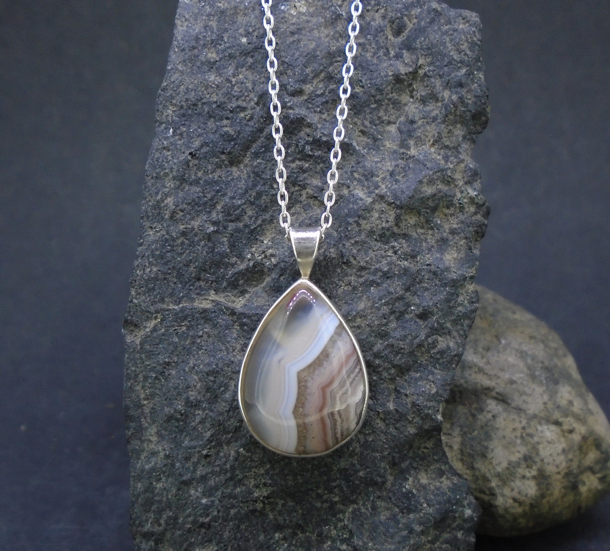 Botswana Agate Sterling Silver Pendant