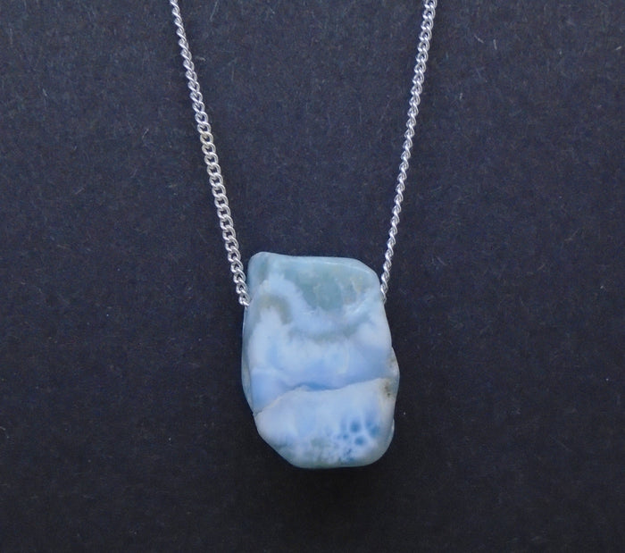 Larimar Nugget with Sterling Silver Chain