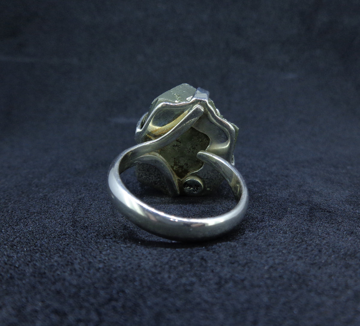 Glittering Iron Pyrite Sterling Silver Ring