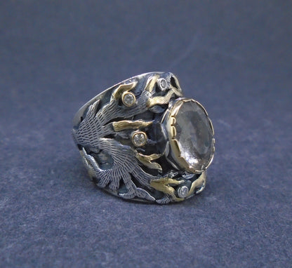 'Freumhan' Perthshire Smoky Quartz & Diamond Scottish Gold & Silver Ring
