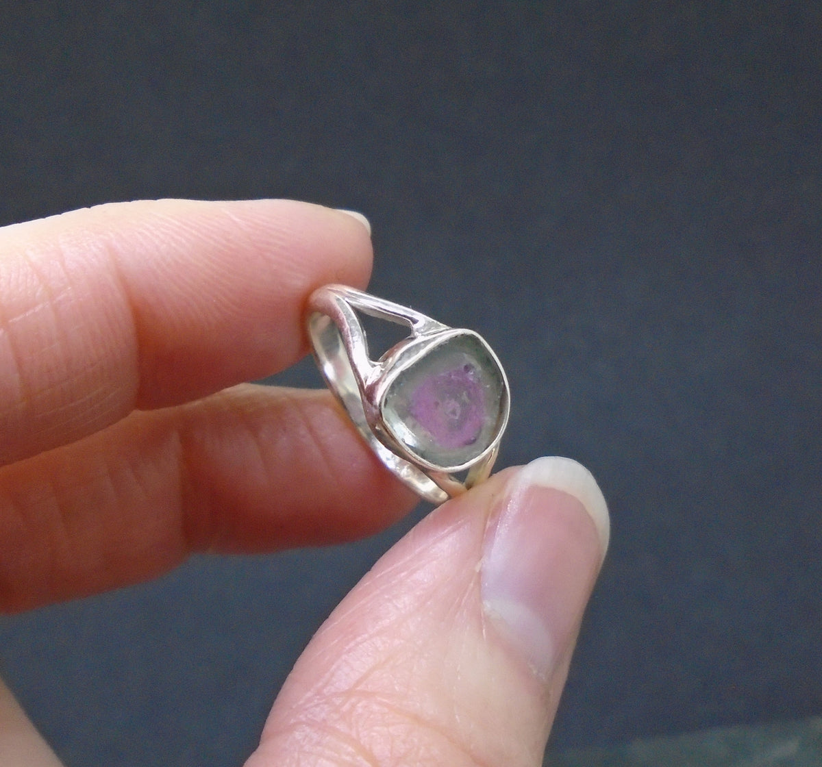 Watermelon Tourmaline Sterling Silver Ring