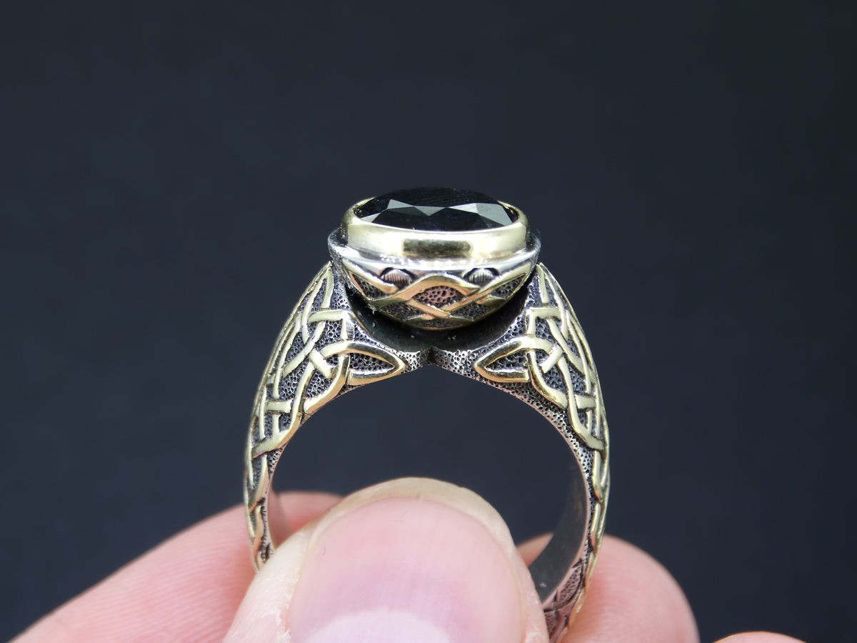 Cairngorm Quartz Scottish Gold and Sterling Silver Ring
