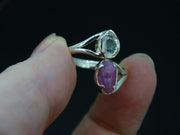 Herkimer Diamond and Ruby Sterling Silver Ring