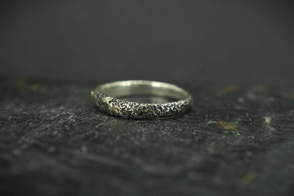 Scottish Sapphire Textured Ring with Sterling Silver & Scottish Gold
