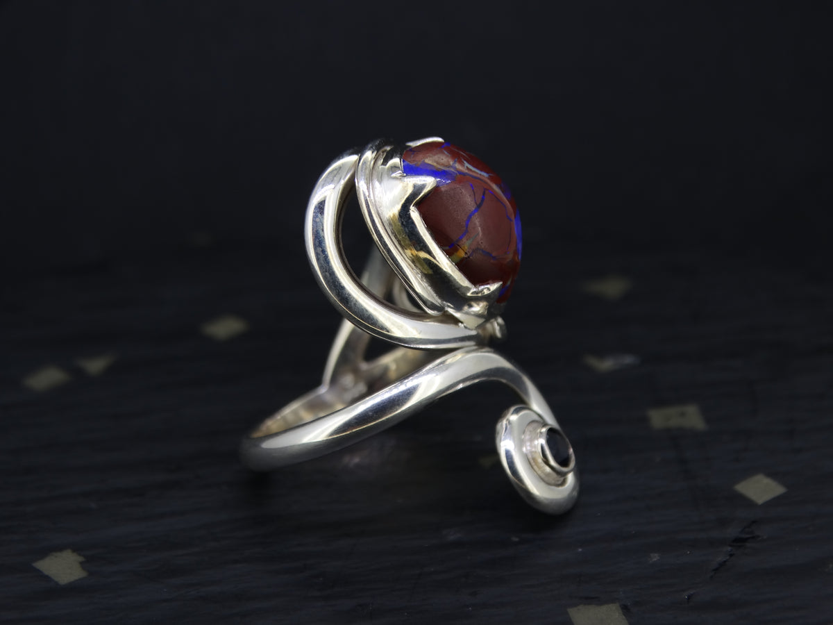 Koroit Opal and Sapphire Sterling Silver Ring