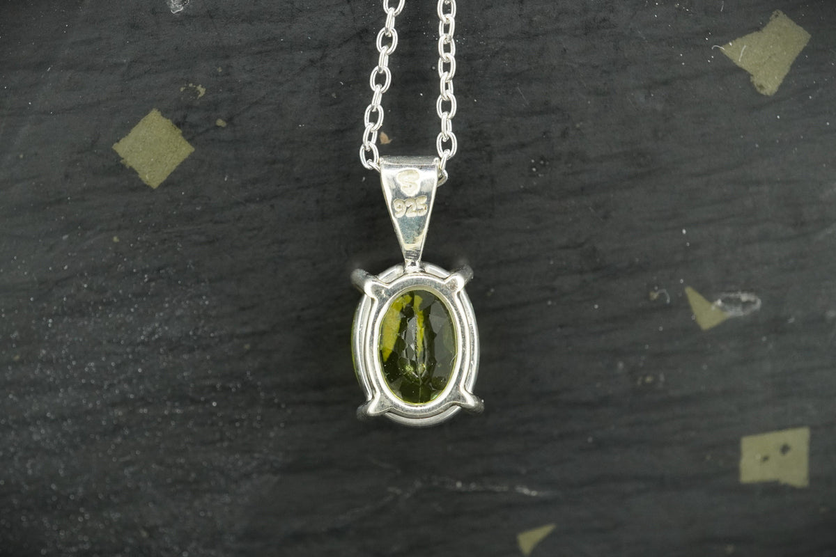 Oval Peridot Sterling Silver Pendant