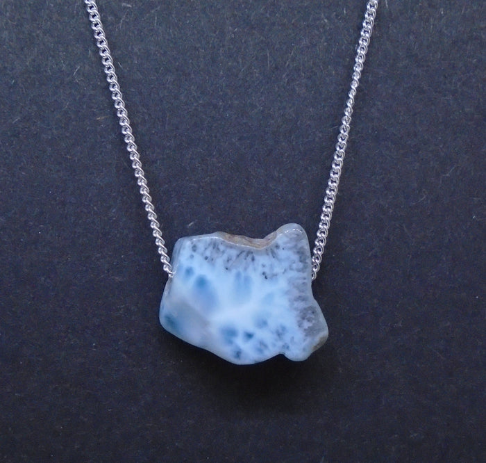 Larimar Nugget with Sterling Silver Chain