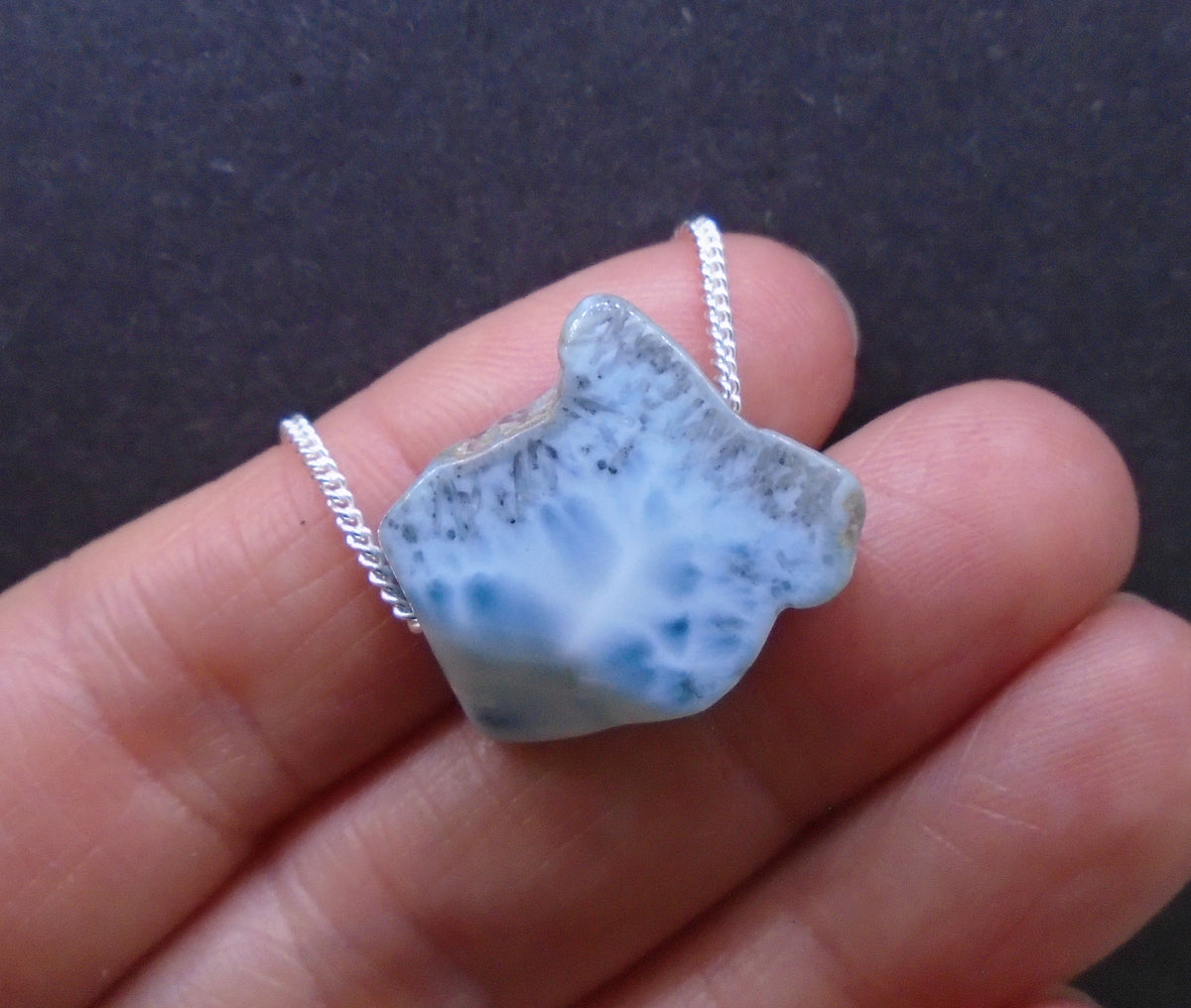 Larimar Nugget with Sterling Silver Chain
