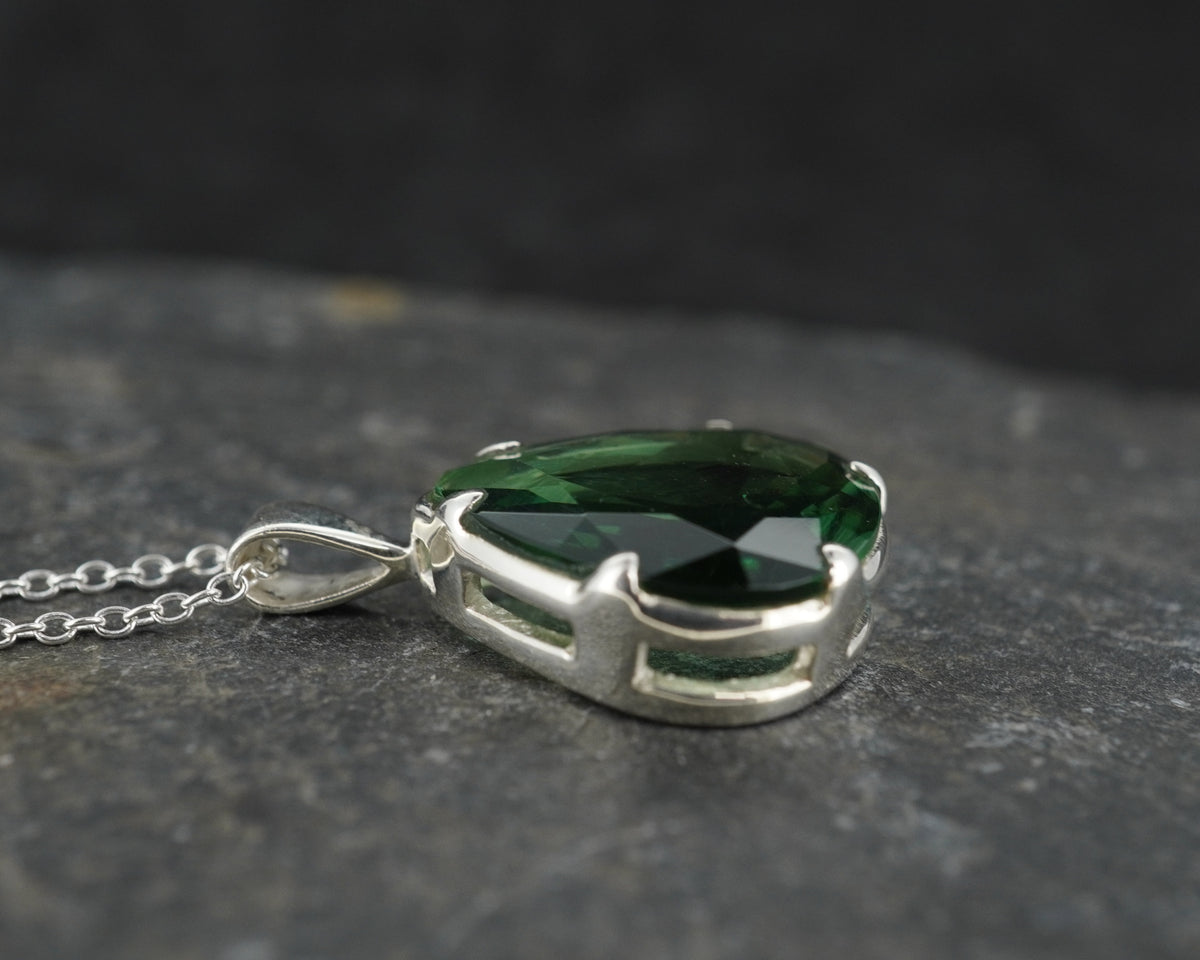 Faceted Edinburgh Sea Glass Sterling Silver Claw Set Pendant