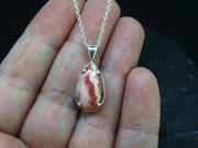 Petite Rhodochrosite Sterling Silver Pendant