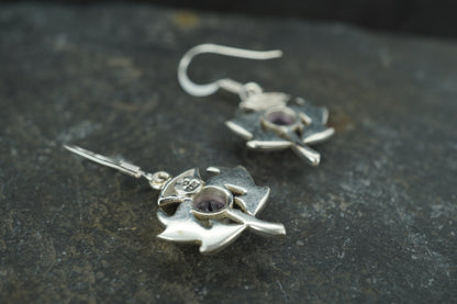 Amethyst Thistle Sterling Silver Drop Earrings