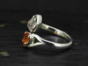 Herkimer Diamond and Carnelian Sterling Silver Ring