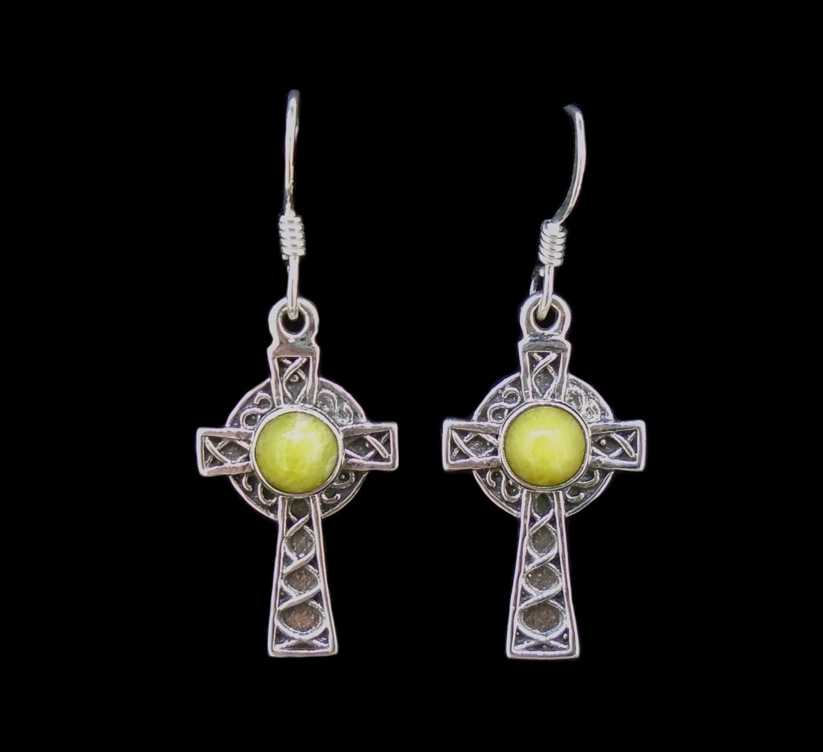 Highland Marble  Sterling Silver Celtic Cross Earrings