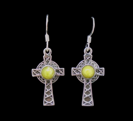 Highland Marble  Sterling Silver Celtic Cross Earrings