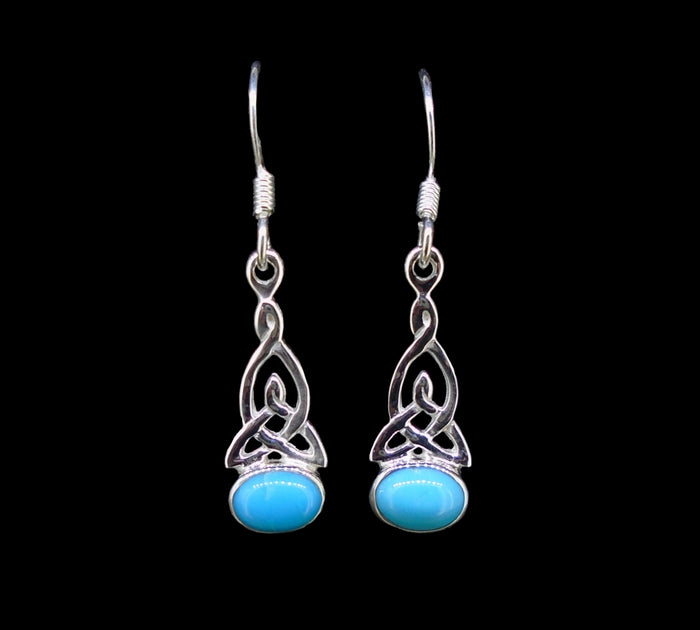 Turquoise Sterling Silver Celtic Earrings