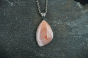 Scottish Agate Sterling Silver Hammered Pendant