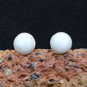 White Skye Marble Sterling Silver Stud Earrings (8mm)