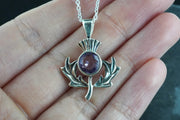 Amethyst Thistle Sterling Silver Pendant