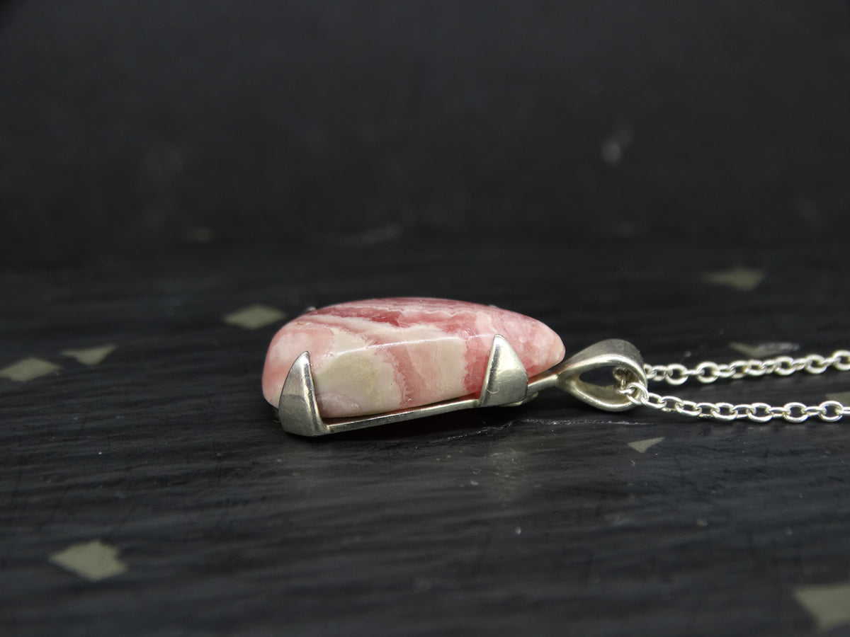 Rhodochrosite Sterling Silver Drop Pendant