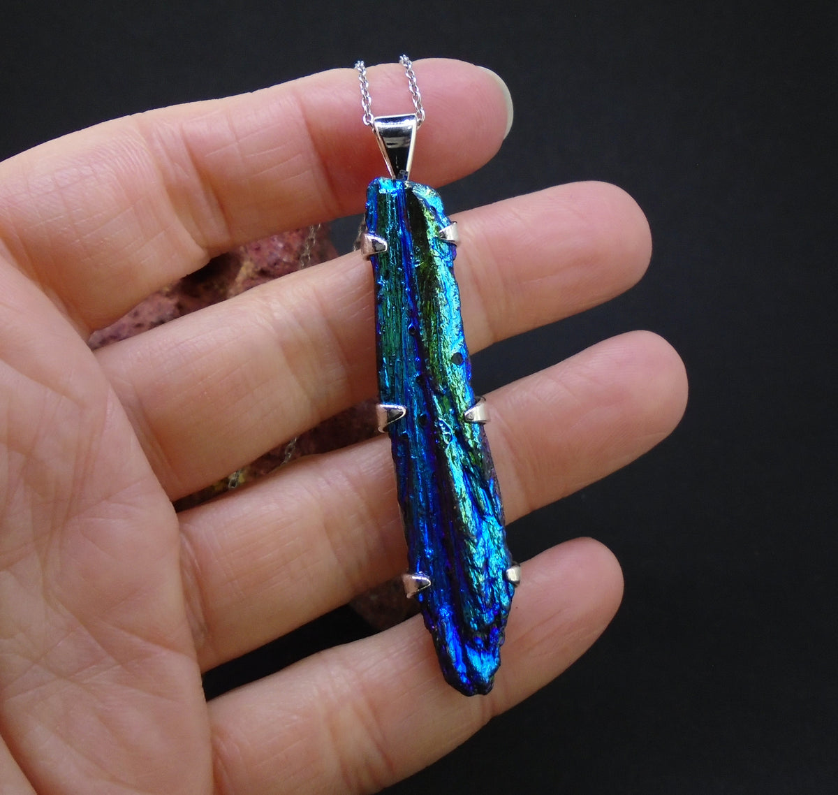 Aura Kyanite Sterling Silver Pendant