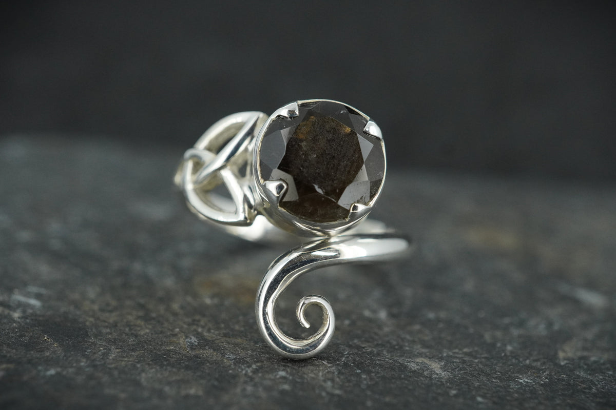 Cairngorm Quartz Sterling Silver Celtic Ring