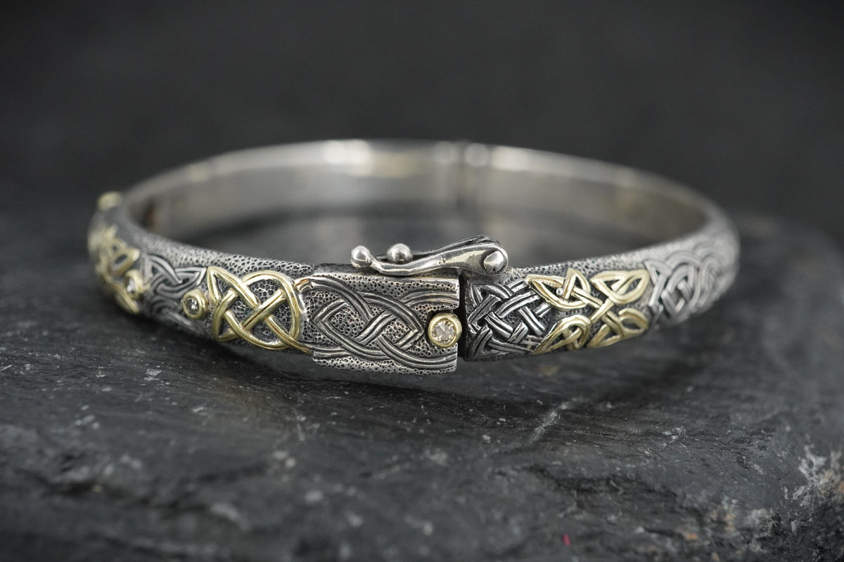 Scottish Sapphire & Diamonds with Scottish Gold, Sterling Silver Bracelet