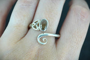 Cairngorm Quartz Sterling Silver Celtic Ring