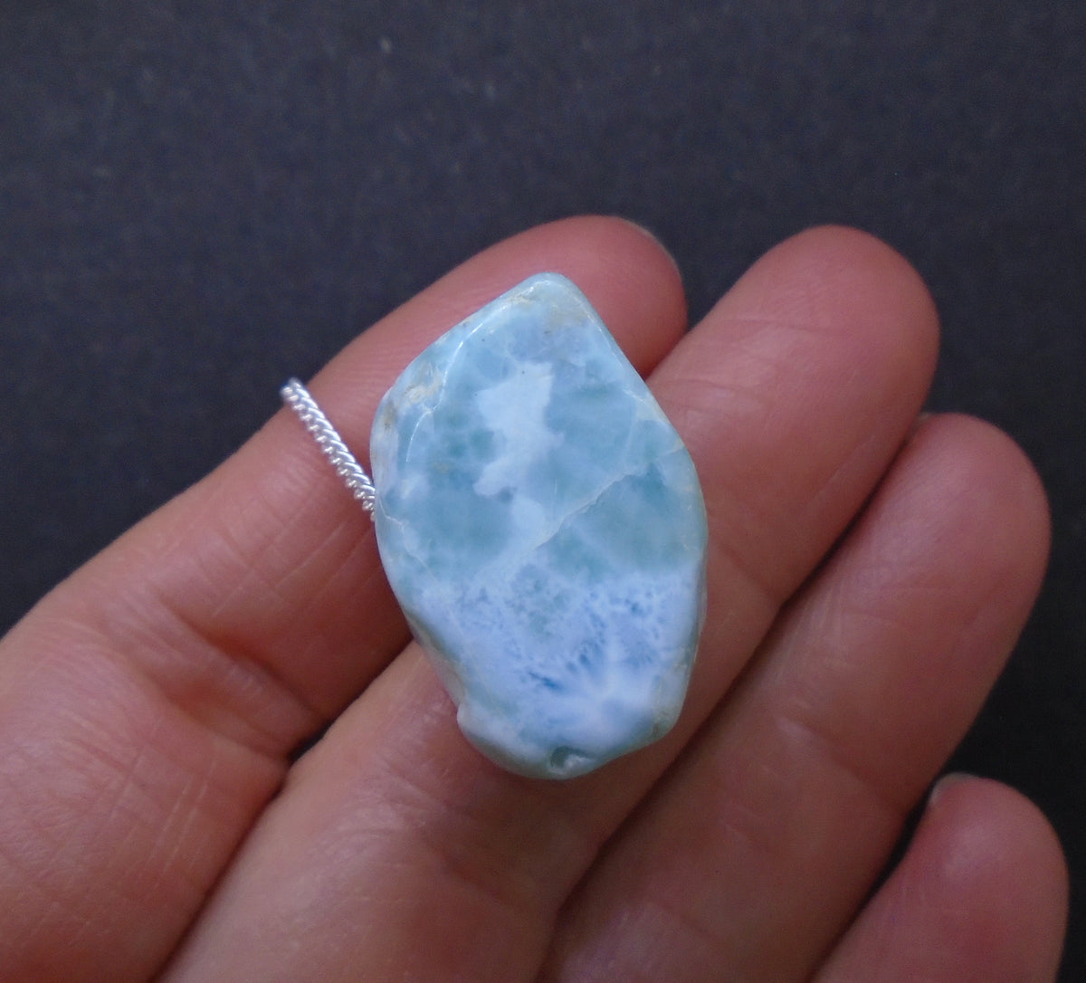 Larimar Nugget with Sterling Silver Chain
