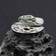 Moldavite Sterling Silver Celtic  Ring