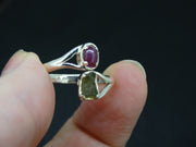 Ruby and Moldavite Sterling Silver Ring