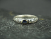 Scottish Sapphire & Scottish Gold Hand Carved Celtic Ring