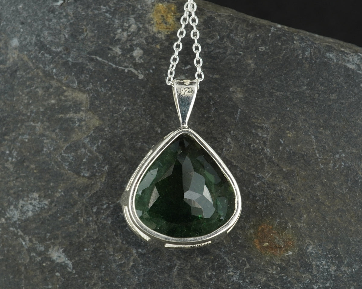 Faceted Edinburgh Sea Glass Sterling Silver Claw Set Pendant