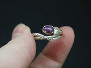 Natural Pink Star Ruby Sterling Silver Serpent Ring