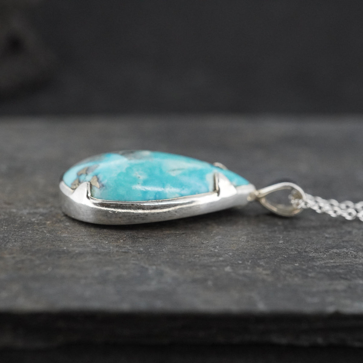 Rare Persian Turquoise Sterling Silver Pendant