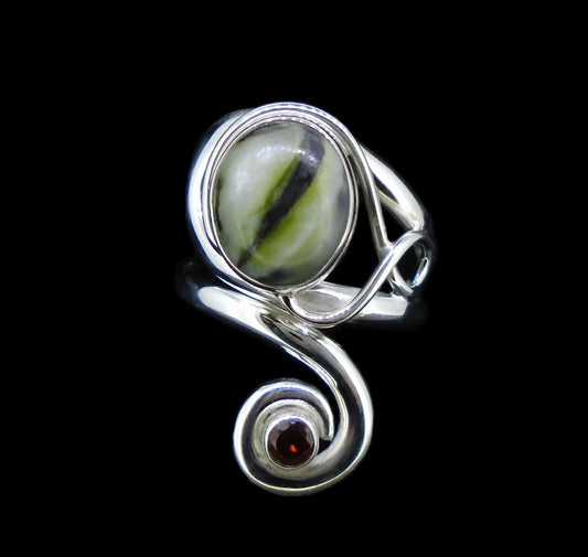 Skye Marble & Garnet Sterling Silver Ring