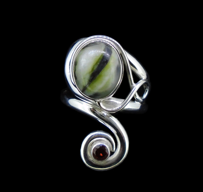 Skye Marble & Garnet Sterling Silver Ring