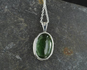 Faceted Oval Edinburgh Sea Glass Sterling Silver Claw Set Pendant