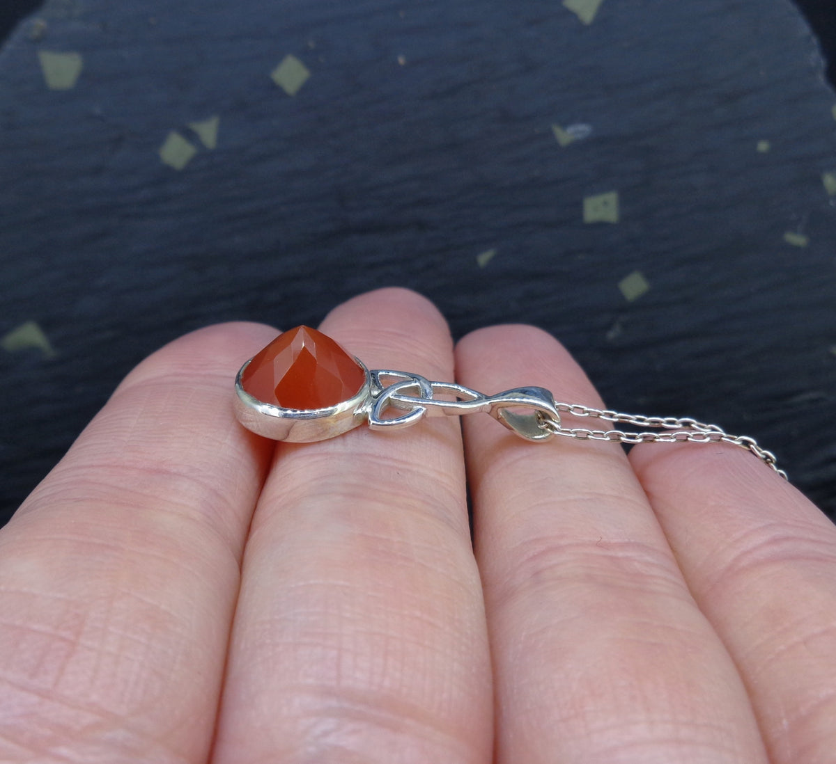 Carnelian Sterling Silver Celtic Pendant