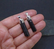 Black Tourmaline Shard Sterling Silver Pendant