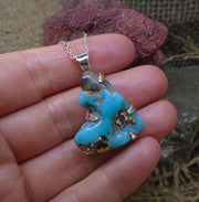 Campitos Natural Turquoise & Pyrite Nugget Sterling Silver Pendant