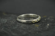 Green Scottish Sapphire Rough Shard with Scottish Gold Celtic Ring